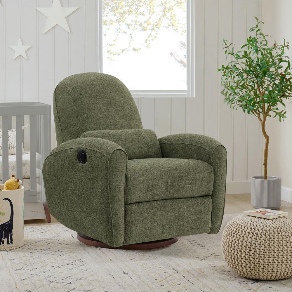Spruce & Spring Syneron Moss Green Glider Swivel Manual Recliner