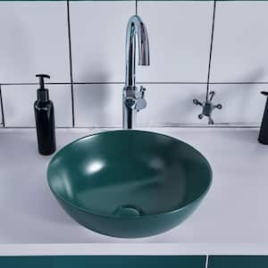 Modern Style Ceramic Countertop Art Wash Basin Vessel Sink in Matt Green Black