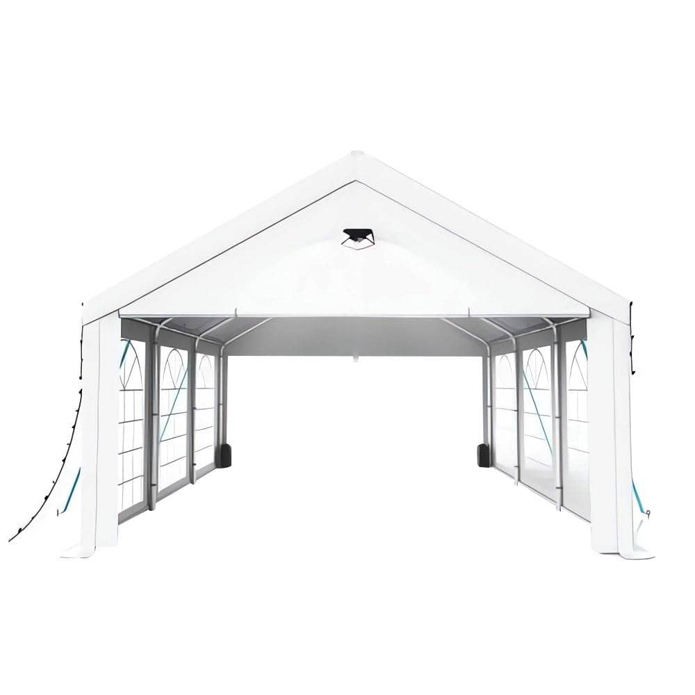 20 ft. x 20 ft. White Party Tent Heavy-Duty Canopy Tent with Removable Side