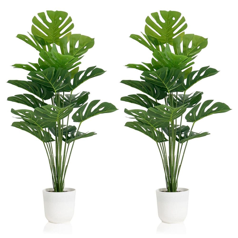 Afoxsos 8 in. Artificial Green Indoor/Outdoor Monstera Deliciosa