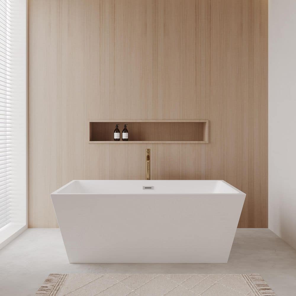 Sara 63 in. Acrylic Flatbottom Bathtub in White with Polished Chrome Trim and Brushed Gold Faucet price history on PriceWatchPro