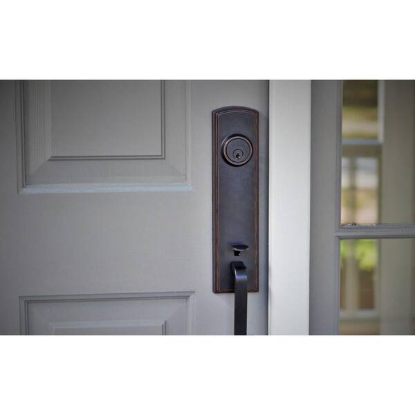 Italian Collection Briona Single Cylinder Black Door Handleset with Florini Interior Left-Hand