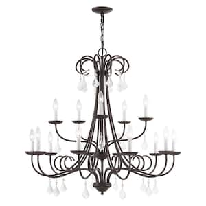 Shirlington 15-Light English Bronze Foyer Chandelier with Clear Crystals