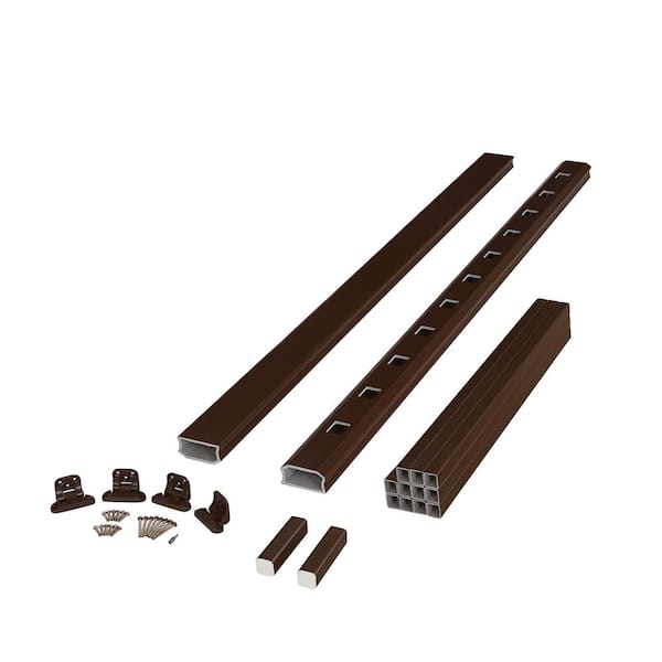 Fiberon BRIO 42 in. x 72 in. (Actual: 42 in. x 70 in.) Brown PVC Composite Stair Railing Kit w/Square Composite Balusters