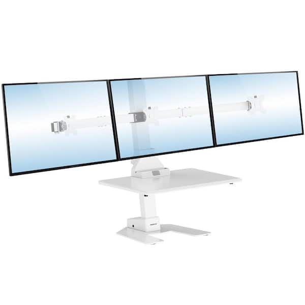 28.3 in. Electric Standing Desk Converter for 3 Monitors-White
