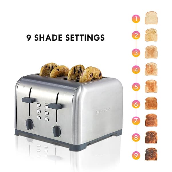 Redmond 4 Slice Toaster, Countdown Stainless Steel Toaster with Bagel, Defrost, Cancel Function, Extra Wide Slots, 6 Bread Shade Settings