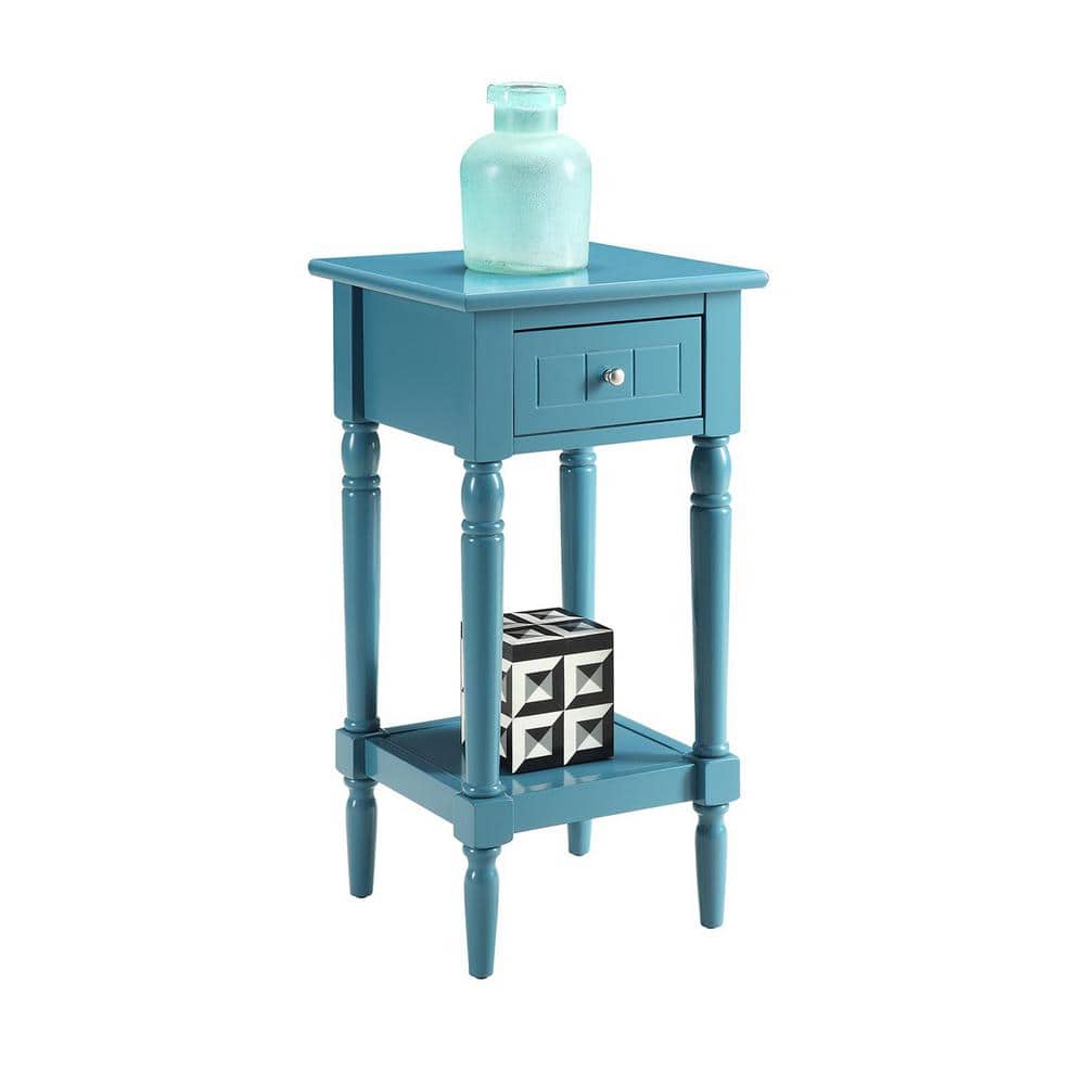 Cobalt Blue Wood Rectangular Accent Table with Storage