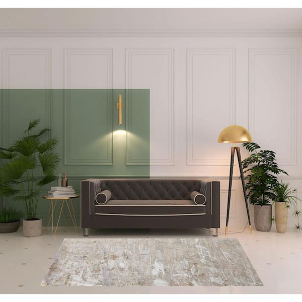 5 ft. x 8 ft. Tan and Ivory Abstract Area Rug