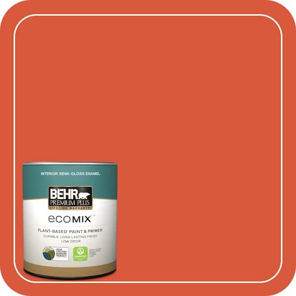 1 qt. Home Decorators #HDC-MD-10G Mod Orange Semi-Gloss Enamel EcoMix Plant-Based Interior Paint & Primer
