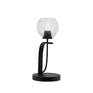 Olympia 15.5 in. Matte Black Piano Desk Lamp with Smoke Bubble Glass Shade
