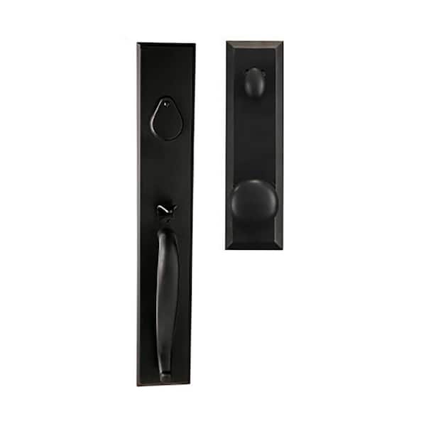 DELANEY HARDWARE Bravura 980 Charleston Entry Handleset with Knob Interior in Matte Black Finish
