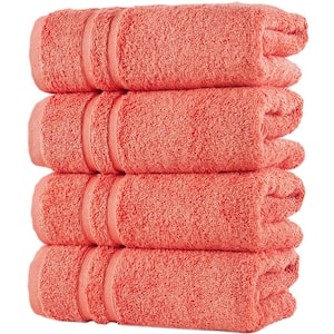 4-Piece Orange Turkish Cotton Hand Towels