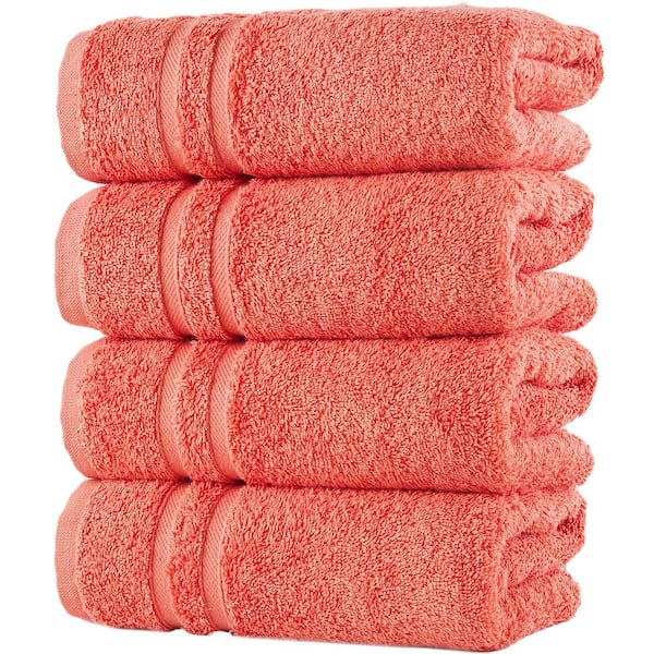 Hawmam Linen 4-Piece Orange Turkish Cotton Hand Towels