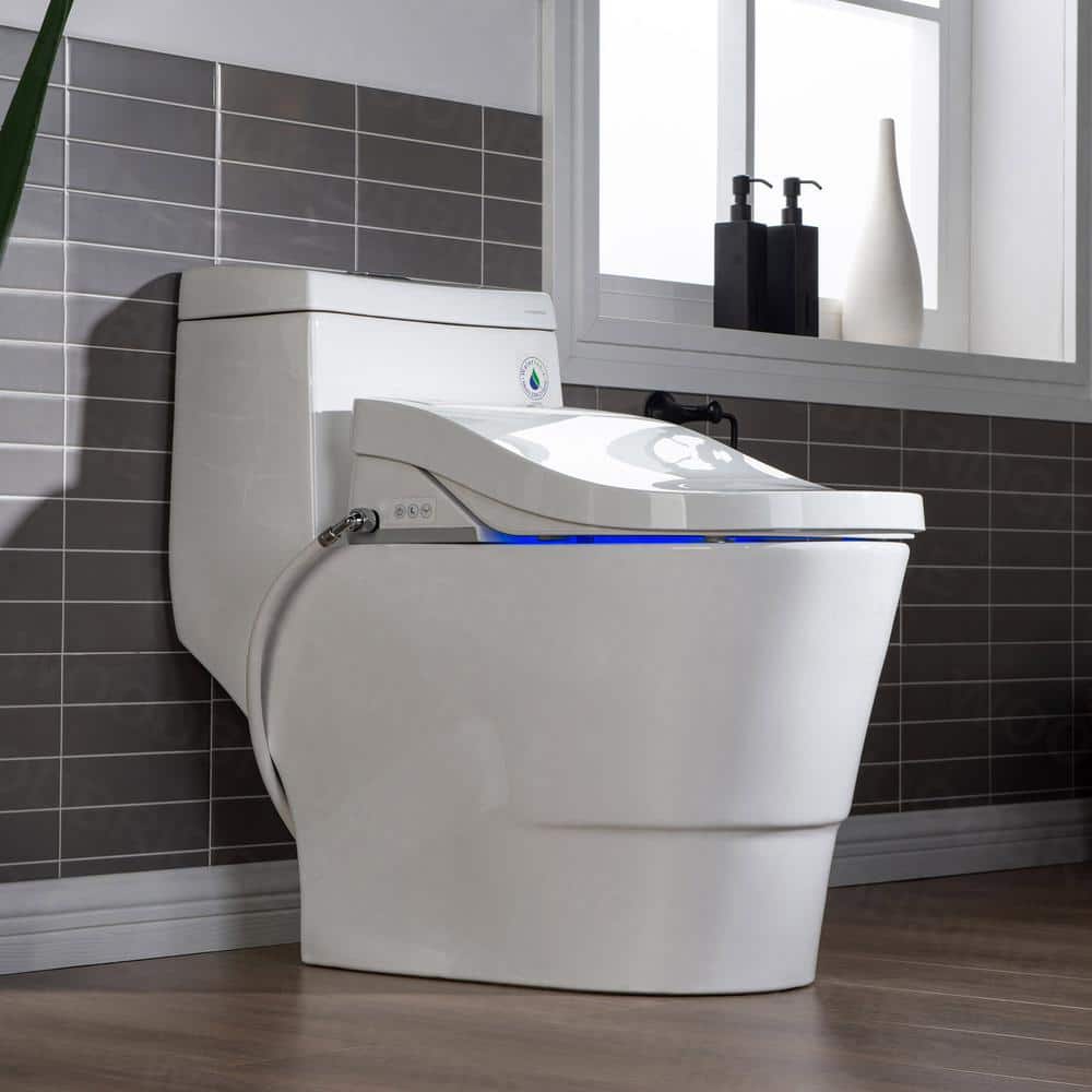 WOODBRIDGE Marsala 1-Piece 1.0 GPF/1.6 GPF Dual Flush Elongated Toilet with Advance Smart Bidet Toilet in White -  HT0040