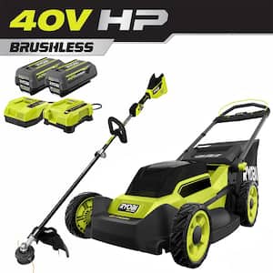 40V HP Brushless 20 in. Cordless Battery Walk Behind Push Mower & String Trimmer with (2) Batteries and Chargers