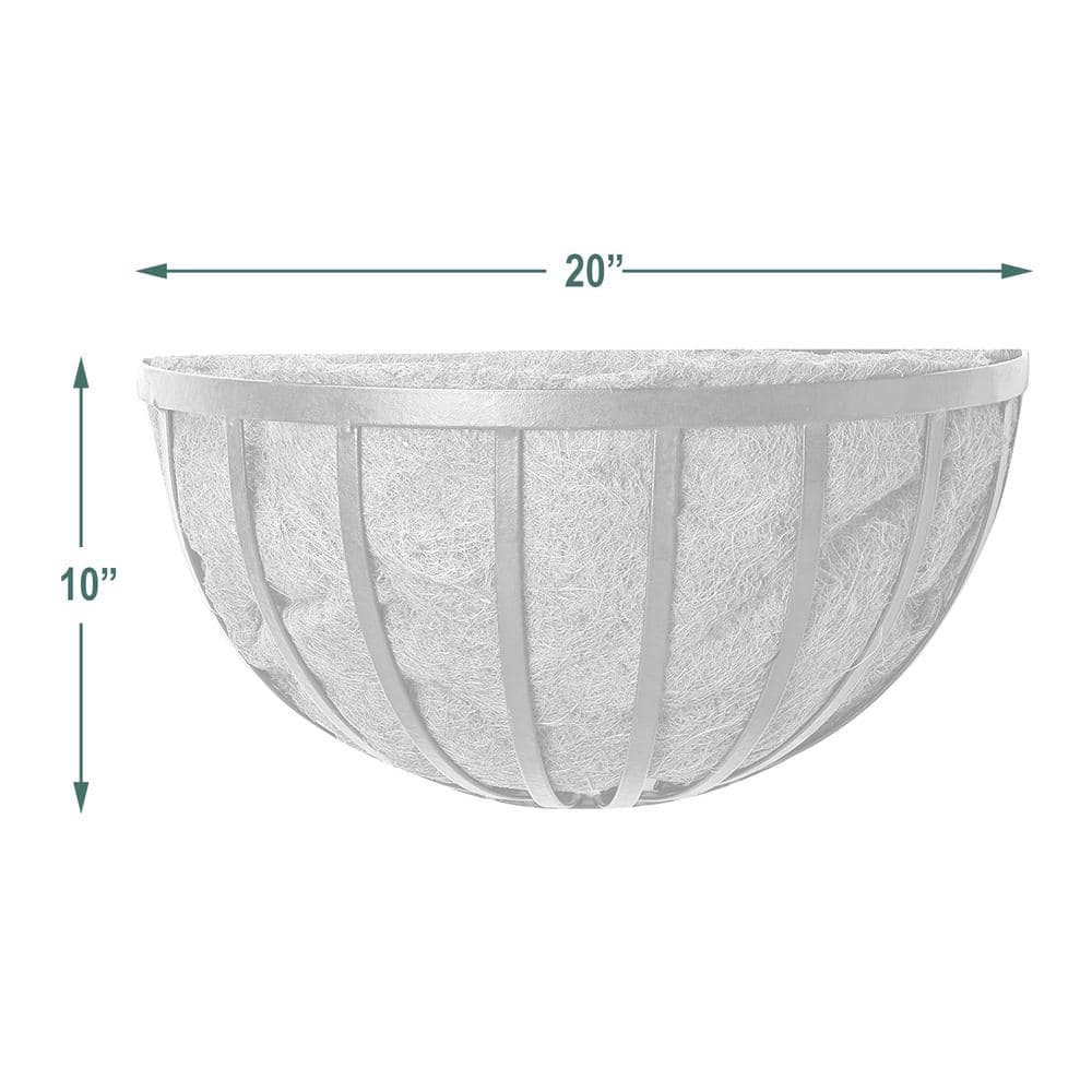Arcadia Solstice Large Oval Black Metal Wall Planter with Coconut Liner, 20-inch