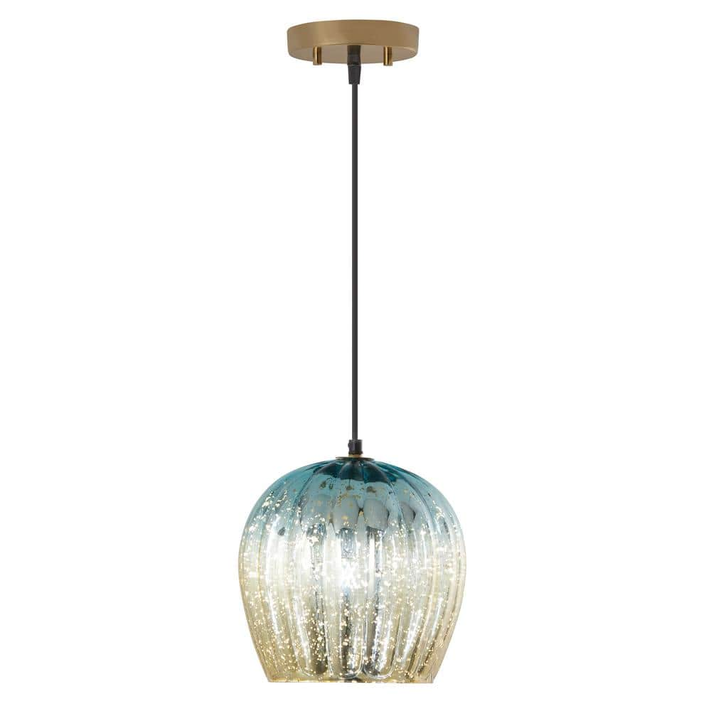 River of Goods Hallie 9 in. 1-Light Gold Shaded Pendant Light with