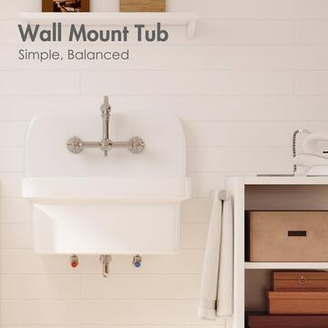 Eridanus Mason 8 Gal. 16 in. D x 21 in. W Wall Mount Laundry/Utility Sink in Crisp White with Basket Strainer ERI-US-201