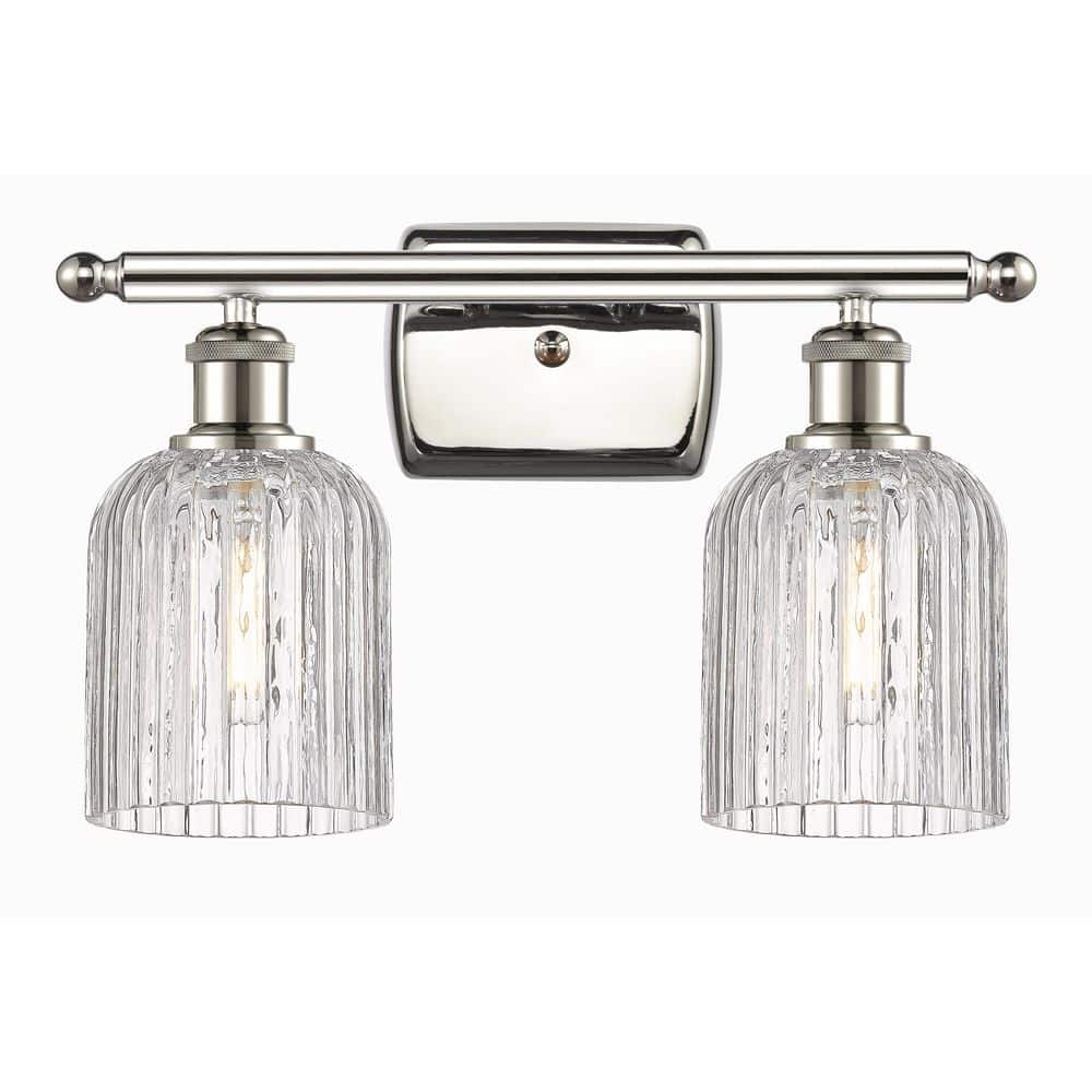 Bridal Veil 15 in. 2-Light Polished Nickel Vanity Light with Glass Shade price history on PriceWatchPro
