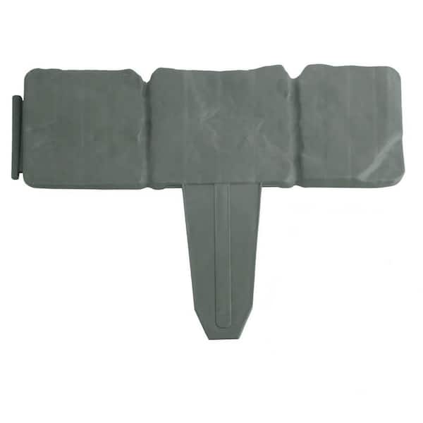 9.84 in. 20-Pieces Cobbled Stone Effect Plastic Garden Lawn Border Edging, Grey