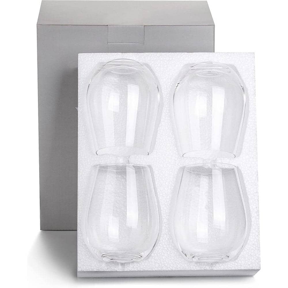 22 oz. Clear Glassware Set ((set of 4))-Stemless Large Red and White Wine G