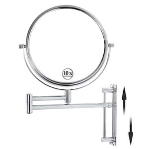 8 in. W x 8 in. H Round Framed Chrome Mirror 360° Swivel with Extension Arm Height Adjustable, 1X/10X Magnification