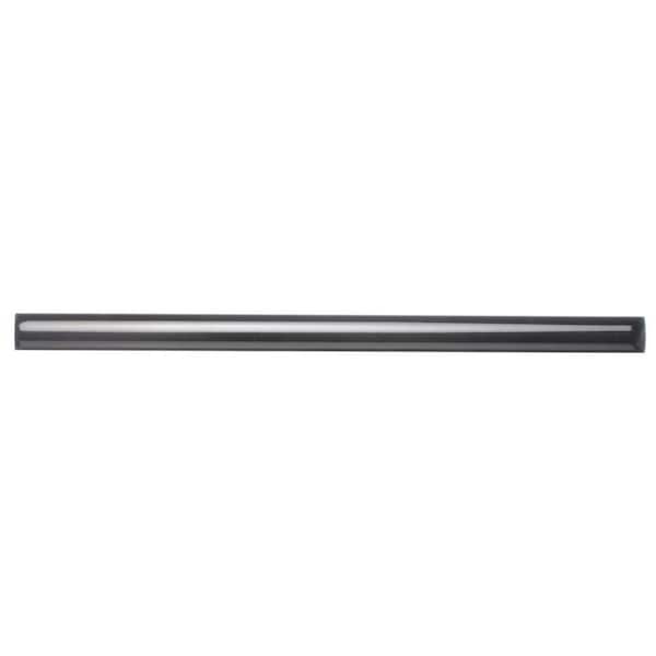 Silken Black 0.5 in. x 7.9 in. Glossy Ceramic Pencil Tile Trims (0.3 sq. ft./case) (10-pack)