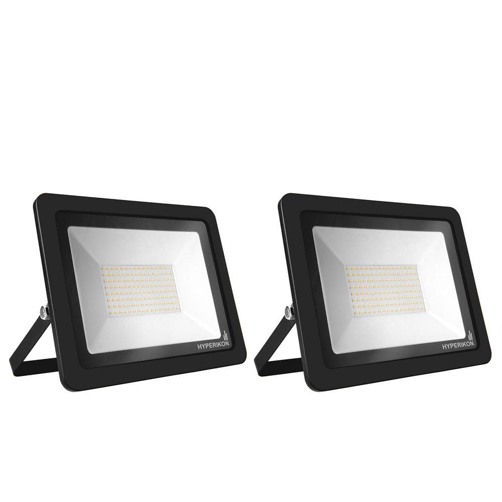 Hyperikon Large 200-Watt Black Outdoor Integrated LED Flood Light with ...