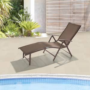 1-Piece Adjustable Aluminum Outdoor Chaise Lounge in Brown
