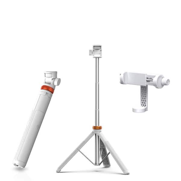 White 62 in. Phone Tripod, Extendable Phone Tripod Stand and Travel Tripod with Remote