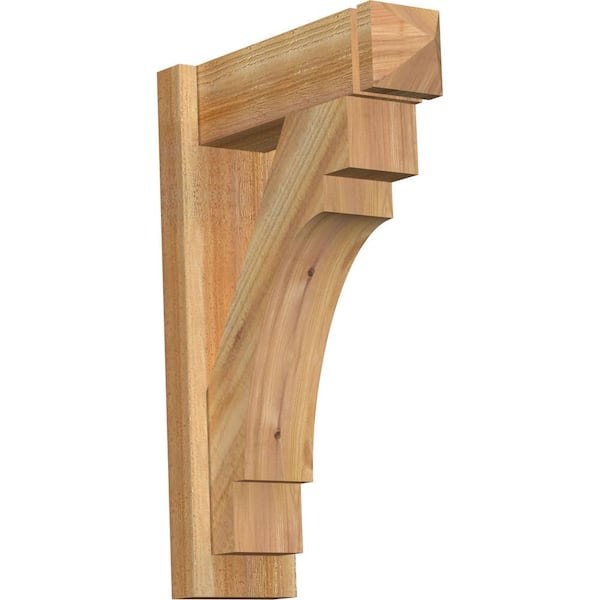 Ekena Millwork 6 in. x 26 in. x 18 in. Western Red Cedar Merced Arts and Crafts Rough Sawn Outlooker