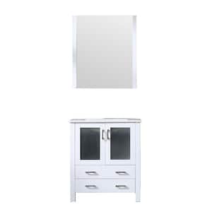 Volez 30 in W x 18 in D White Bath Vanity, Integrated Ceramic Top and 28 in Mirror