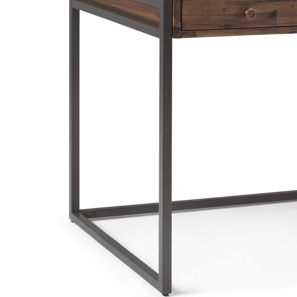 Rustic Natural Aged Brown Acacia Wood Desk with Keyboard Tray