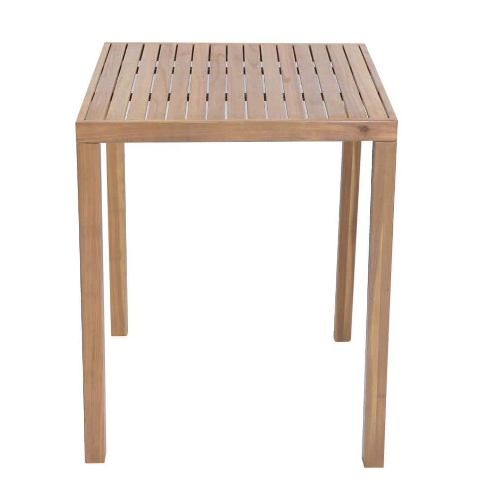 Acacia Wood Bar Table Minimalist Slatted Top Weather-Resistant