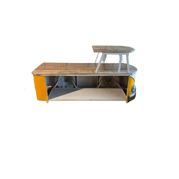 HomeRoots Julia 61 in. L Yellow 25 in. H Wood Coffee Table