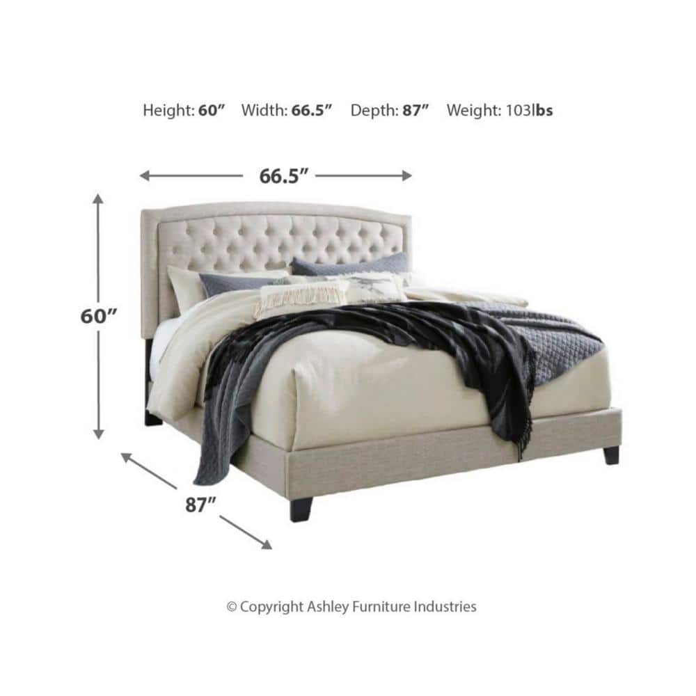 Transitional Queen Upholstered Bed with Tufted Headboard, Gray