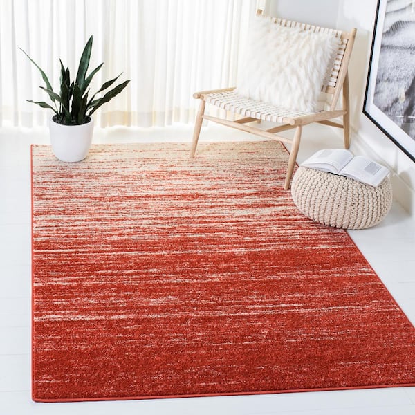Adirondack Orange/Gray Solid Color 6 ft. x 9 ft. Striped Area Rug