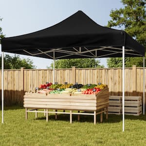 10 ft. x 10 ft. Black Pop Up Canopy Tent - UPF30 Beach Tent Sun Shelter - Adjustable Height EZ Up Canopy with Bag