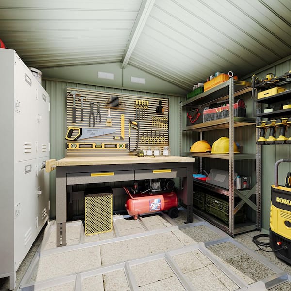 Sizzim 8 ft. W x 6 ft. D Outdoor Metal Shed with Subfloor Channels