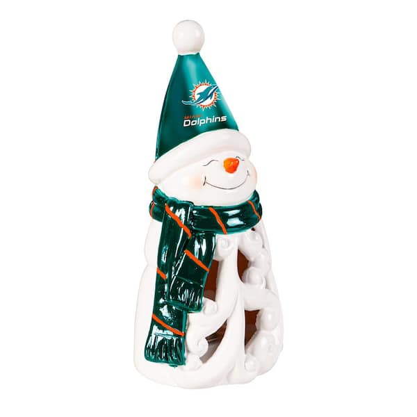Team Sports America Miami Dolphins Snowman LED Christmas Garden Statuary, 8 in.