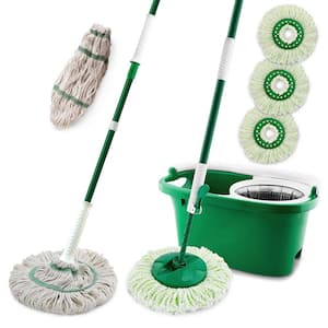 Microfiber Tornado Wet Spin Mop and Bucket with 3 Refills and Tornado Twist Mop with 2-Piece Handle with 1 Refill