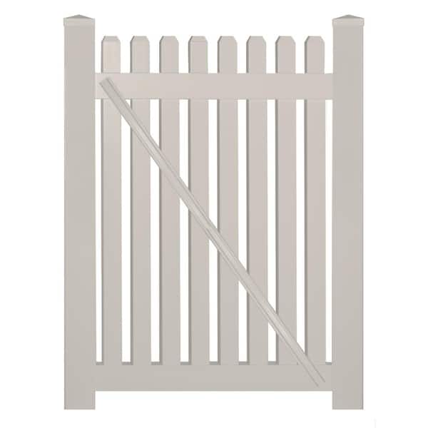 Weatherables Provincetown 5 ft. W x 4 ft. H Tan Vinyl Picket Fence Gate Kit Includes Gate Hardware