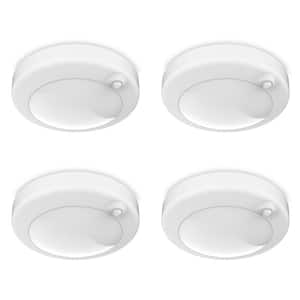 7.5 in. Battery Operated LED White 25-WH Rechargeable w/Remote Control 4000K Cool White Ceiling Fixture Light (4-Pack)