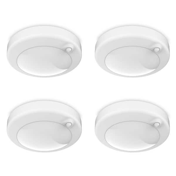 Feit Electric 7.5 in. Battery Operated LED White Motion Sensor 25-WH Rechargeable Ceiling Fixture Light, 4000K Cool White (4-Pack)