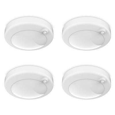 7.5 in. White 35-WH Rechargeable with Remote Control LED Ceiling Fixture Light, 4000K Cool White (4-Pack)