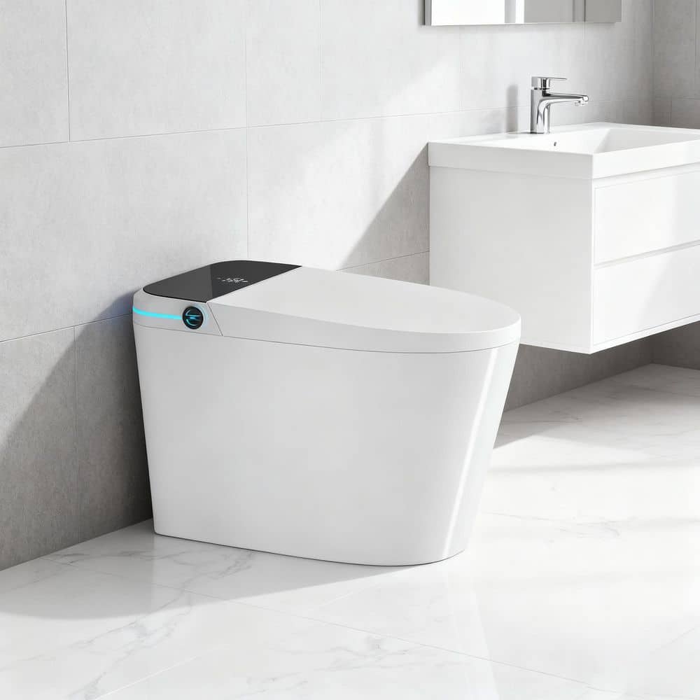 Modern Elongated Bidet Toilet 1.28 GPF in White with Auto Lid Open/Flush, Foot Sensor, Smart Tankless Toilet price history on PriceWatchPro