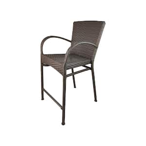 Grey Patio Rattan Chair Metal Outdoor Bar Stool