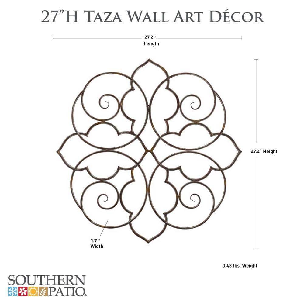 Ornate Bronze Metal Filigree Outdoor Wall Art
