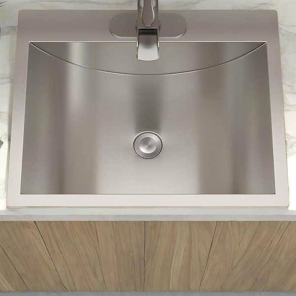 21 in. Drop-in Stainless Steel Bathroom Sink in (Gray) Brushed Nickel with Pop Up Drain