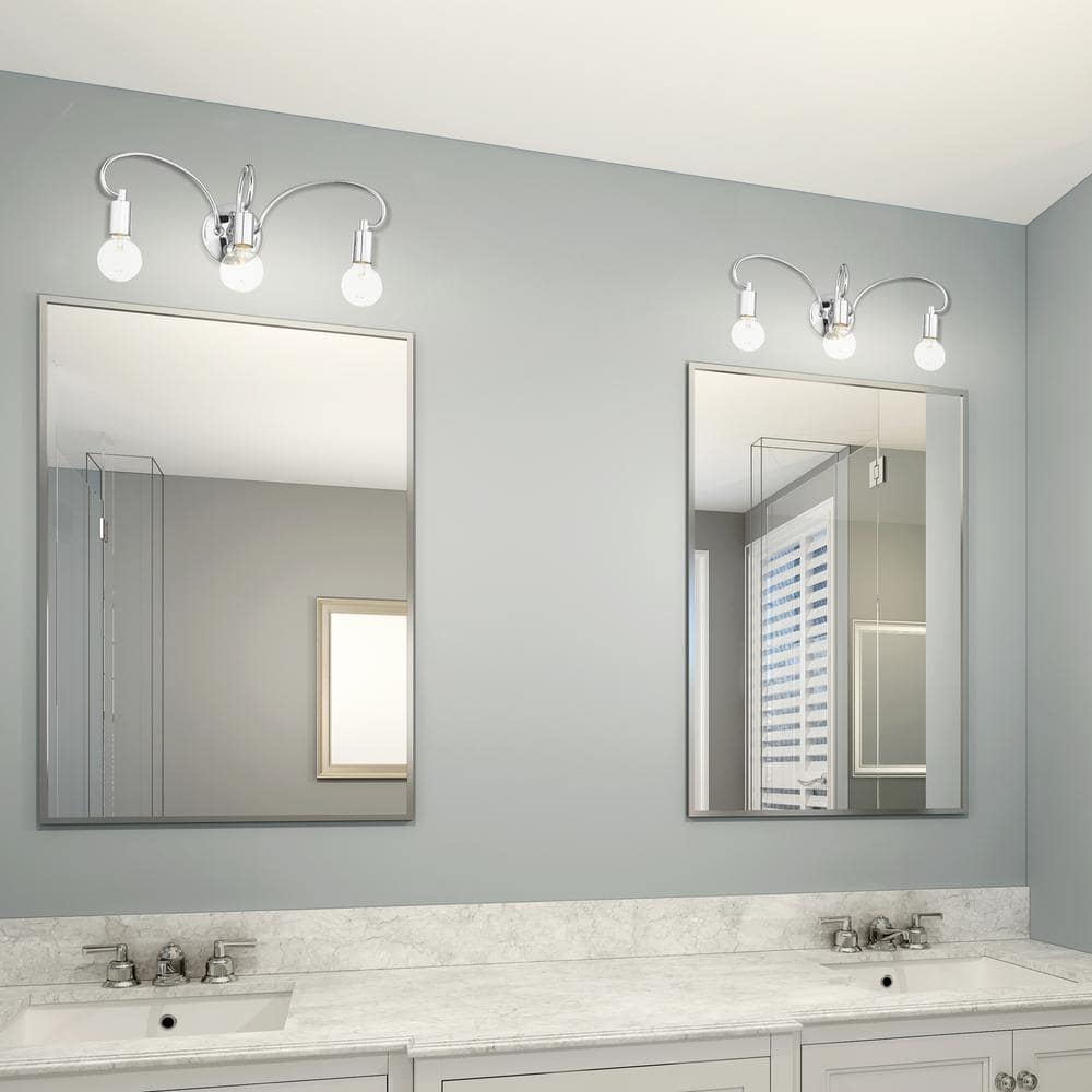 Bari Polished Chrome 3-Light Vanity Sconce with Dimmable Feature